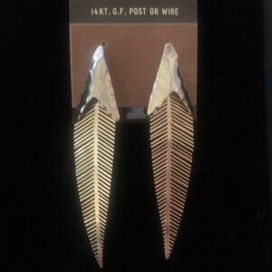 Gold tone Leaf Earrings with 14K Gold filled wires